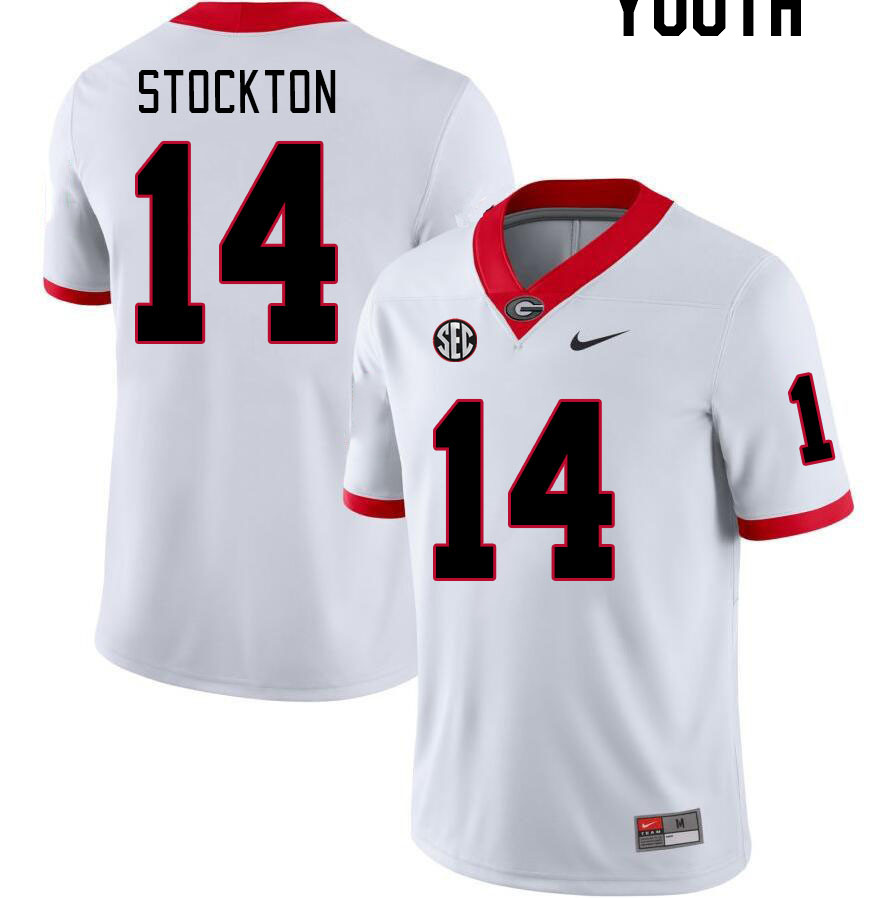 Georgia Bulldogs Youth Gunner Stockton #14 White Stitched College UGA Football Jersey 23DR010SU